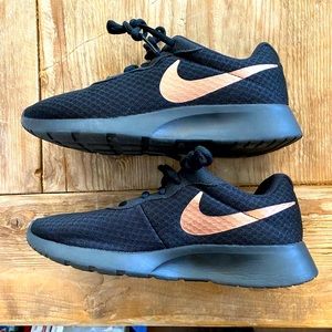 Nike Black and Rose Gold Tanjun sneaker